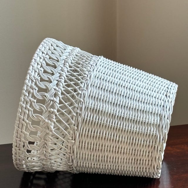 Shabby Chic Mid-20th Century Lacquered Boho Wastepaper Basket For Sale - Image 3 of 12