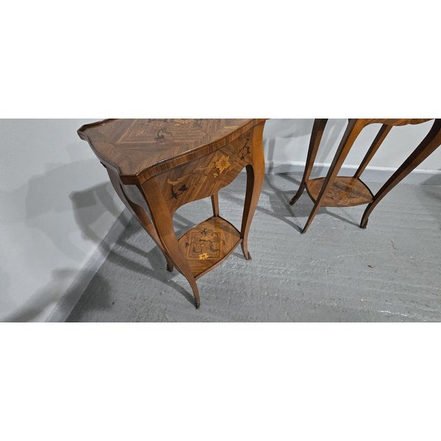 French Marquetry Lamp Tables, 1920, Set of 2 For Sale - Image 11 of 12