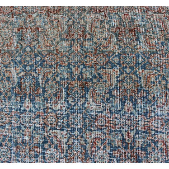 Tribal Antique Persian Mahal Rug With All-Over Flower Design in Blue, Red and Ivory 4'3 X 6'4 For Sale - Image 3 of 12