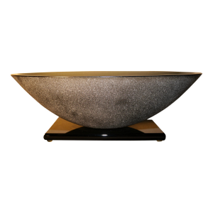 1997 Vintage Stephen Schlanser Art Glass Contemporary Style Long Oval Artifact Bowl