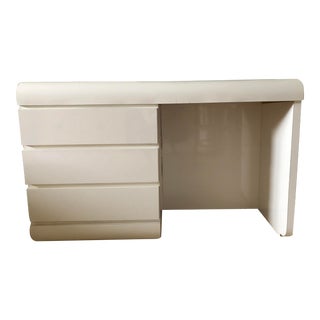 Rounded 1980s White Formica Desk For Sale