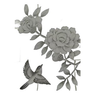 Sample for Chinoiserie Hand Painted Wallpapers on Silver Gilded Paper With Gap For Sale