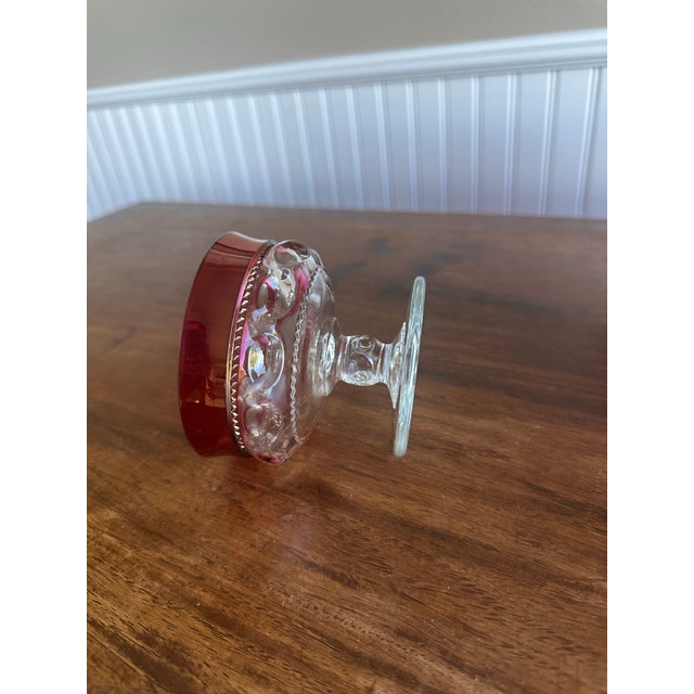 Traditional 1960s Colony Kings Crown Ruby Red Thumbprint Sherbet Glasses- Set of 8 For Sale - Image 3 of 4