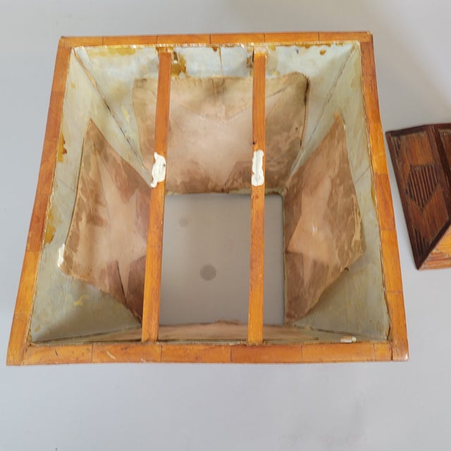 Brown Tramp Art American Folk Art Matchstick Table Lamp With Star Motif For Sale - Image 8 of 9