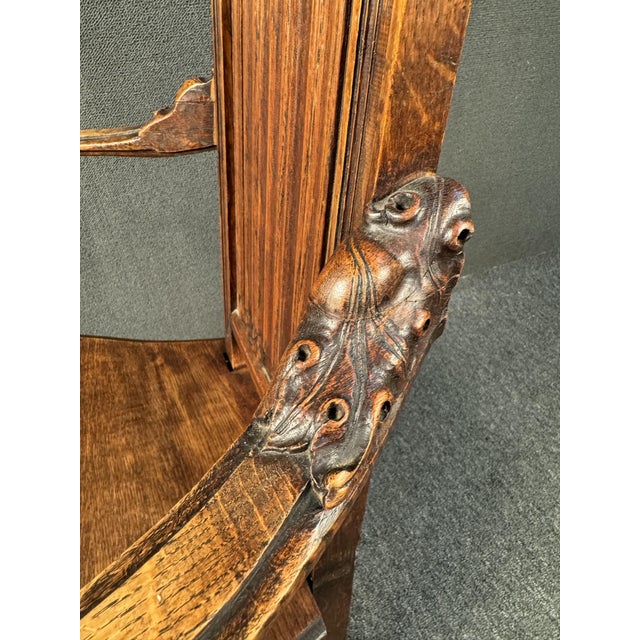Late 19th Century Antique Oak High Back Gothic Armchairs - Set of 2 For Sale - Image 9 of 12