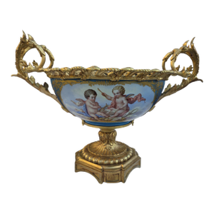 Antique French Napoleon Ill Sevres Style Porcelain & Ormolu Centerpiece Bowl