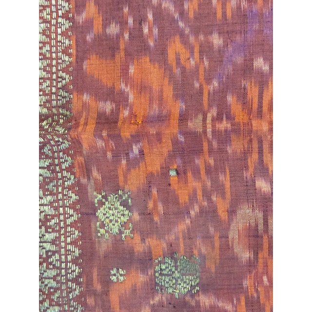 Red Antique Early 20th Century Malaysian Ikat Songket Head Cloth From Sumatra For Sale - Image 8 of 10