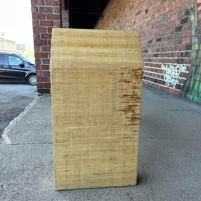Post Modern Grass Cloth Sofa Console Table For Sale - Image 4 of 12