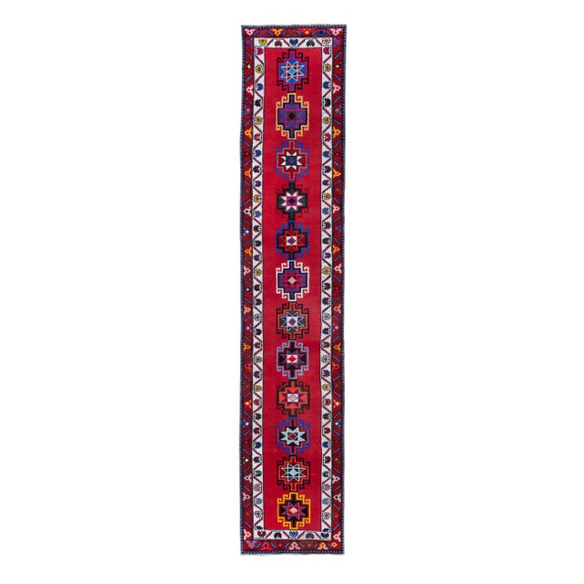 Vintage Colorful Turkish Herki Runner Rug 2'6" X 12'4" For Sale - Image 13 of 13
