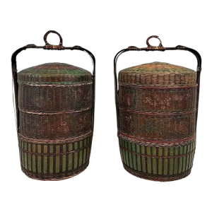 Pair of Very Large Antique Chinese Wedding Baskets