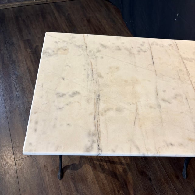 Early 20th Century Antique French Marble Top Cafe and Bistro Table With Cast Iron Base For Sale - Image 5 of 10