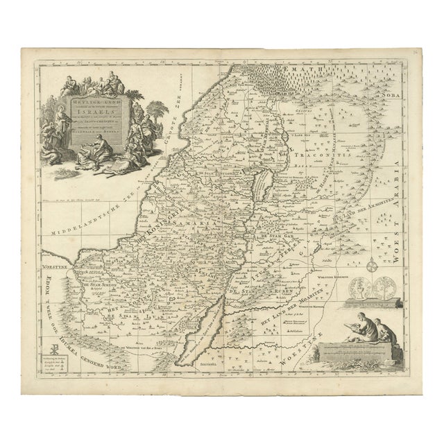 Antique Holy Land Map with Twelve Tribes of Israel from Covens & Mortier, 1700s For Sale