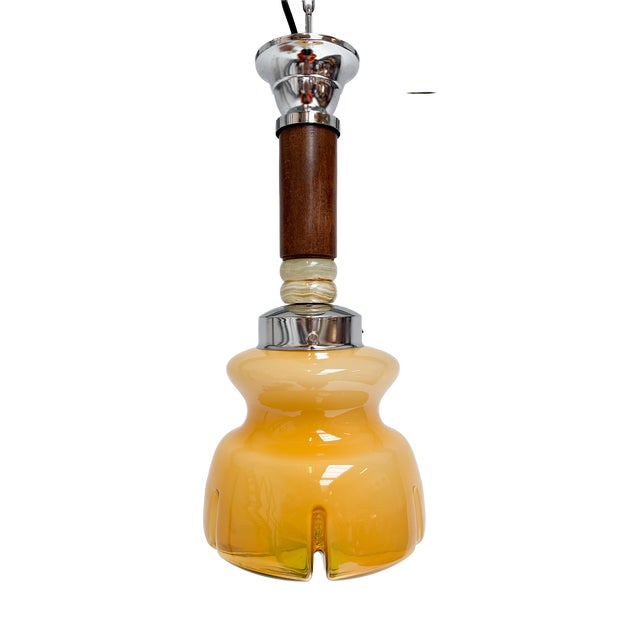 Amber Colored Murano Glass Ceiling Lamp, Italy, 1960s For Sale