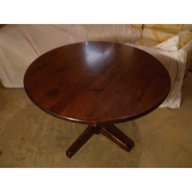 English Vintage Ethan Allen Tommy Bahama Style Dining Round Pedestal Captains Pub Table Game For Sale - Image 3 of 11