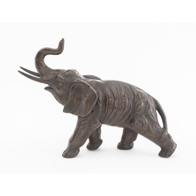 Roaring Elephant Painted Patinated Iron Sculpture, circa 1900. 9.75" H x 13" W x 5.5" D. Provenance: From an East 80th...