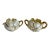 Hollywood Regency Pearlescent and Gold Flower Shaped Sugar and Creamer Set For Sale