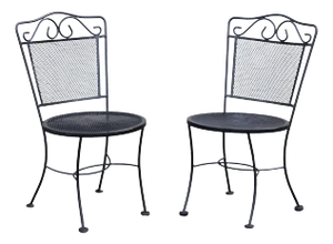 Vintage Pair of Wrought Iron Outdoor Patio Side Chairs