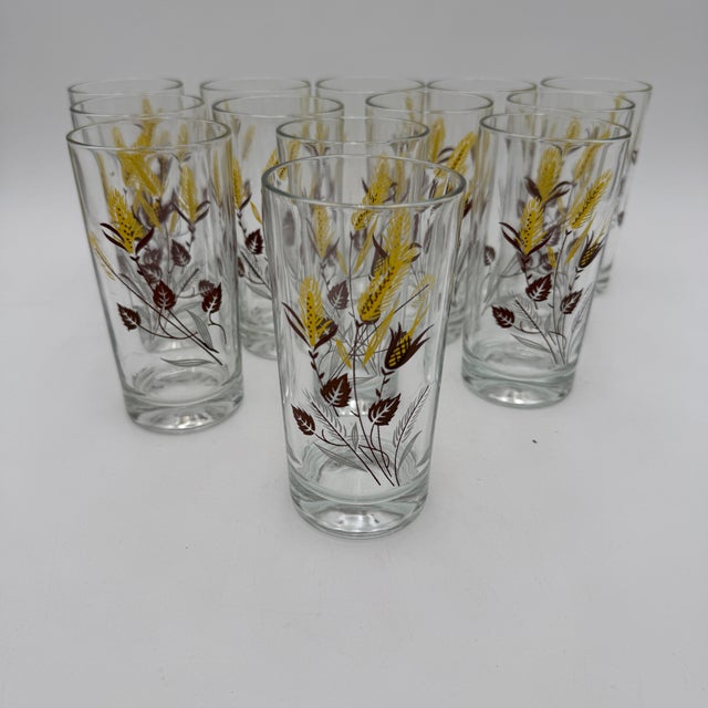 Vintage Autumn Harvest Highball Glass 22k Gold Rim 10 Oz by Taylor Smith Taylor - Set of 4 For Sale - Image 4 of 8