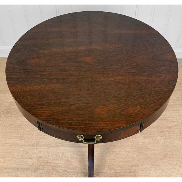 1960s Vintage Traditional Mahogany Round Drum Table For Sale - Image 5 of 13