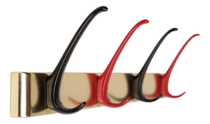 Mid-20th Century Wall-Mounted Coat Rack in Red and Black, 1950s