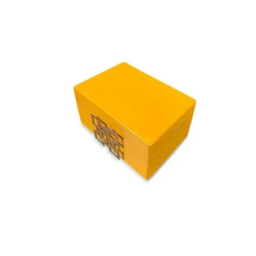 Chinese Contemporary Asian Yellow Jewelry Box, Small Size For Sale - Image 3 of 6