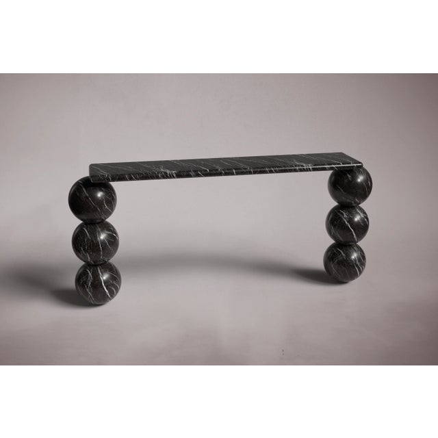 Postmodern Olly Alexander Black Marble Console Table 70" For Sale - Image 3 of 5