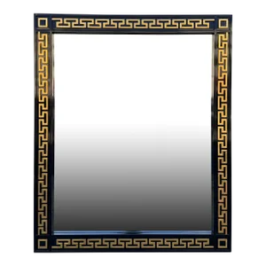 Versace Home Black & Gold Giltwood Greek Key Mirror