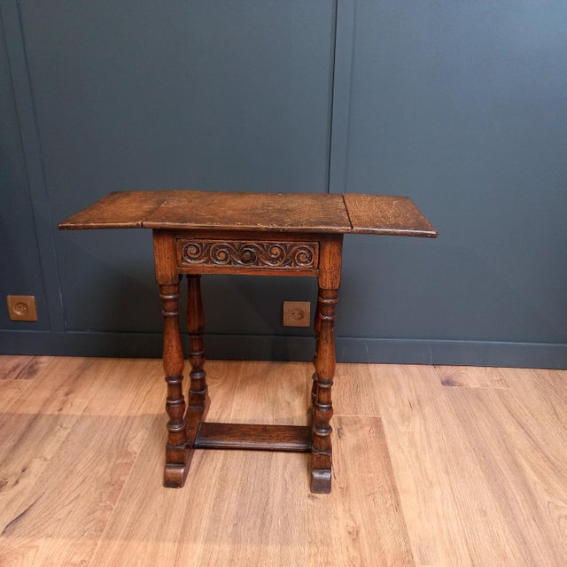 Antique Drop Leaf Joint Stool, 1700s For Sale - Image 9 of 13