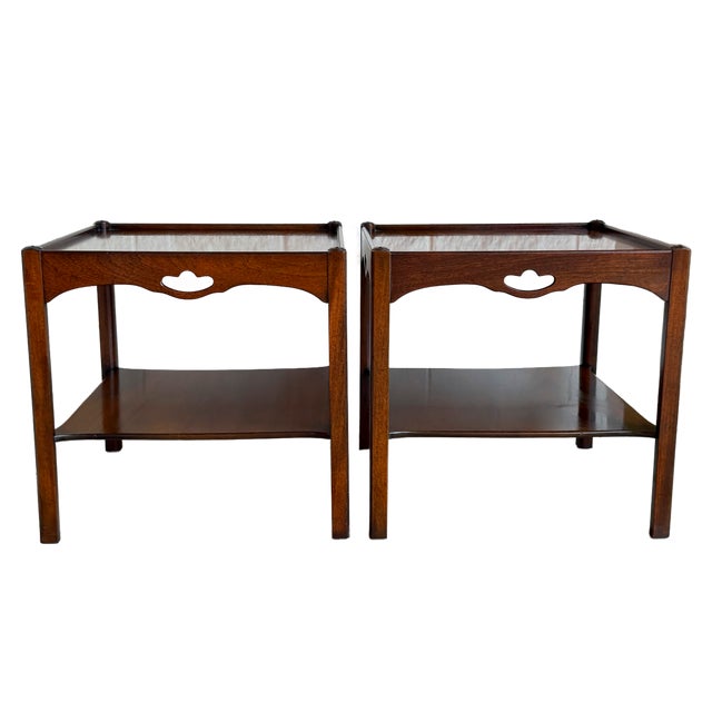 1960's Mid Century Kittinger Walnut Two-Tier Side Tables - A Pair For Sale - Image 12 of 13