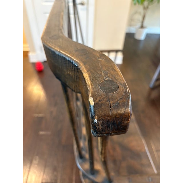 1990s Vintage Stick Back Windsor Bench For Sale - Image 5 of 7