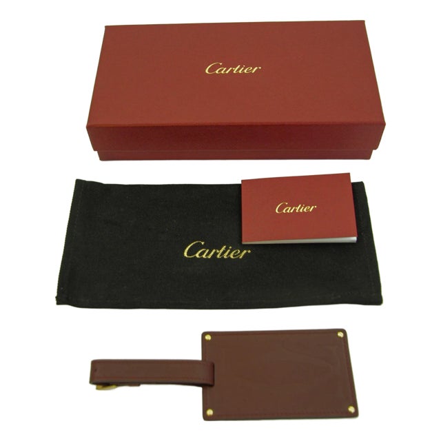 Cartier Paris Burgundy Calfskin Leather Luggage Tag For Sale