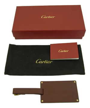 Cartier Paris Burgundy Calfskin Leather Luggage Tag