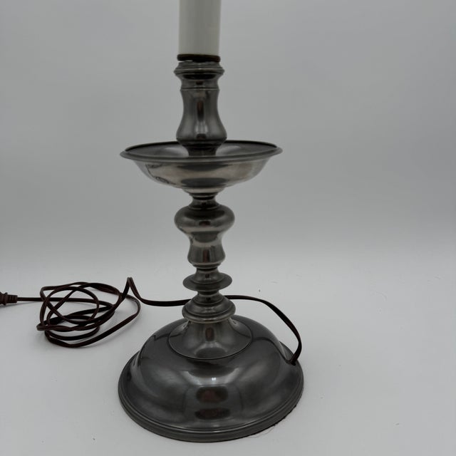 This is a first-decade John Somers "Baluster" style pewter table lamp. Premium (1968–1978) item by John Somers with an...