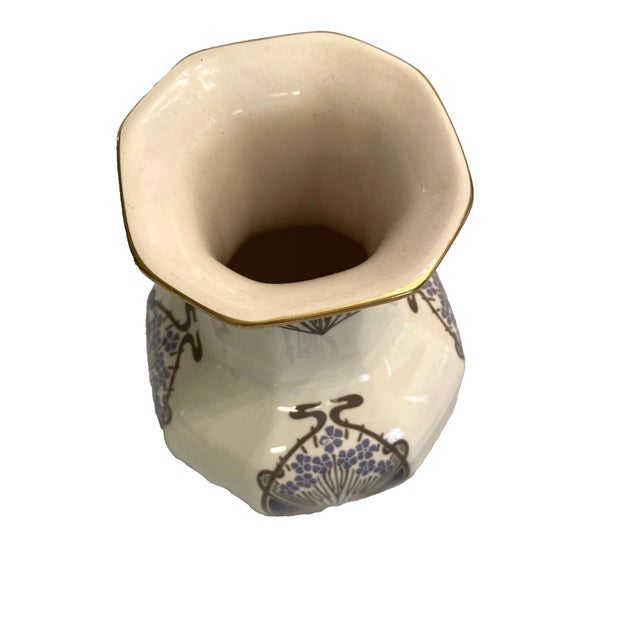 Mid-Century Modern Vintage MCM Mason's Ironstone Hand Painted Lanthe Design Vase For Sale - Image 3 of 7