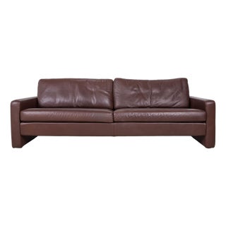 Conseta Leather Three-Seater Brown Coffee Mahogany Sofa by COR For Sale