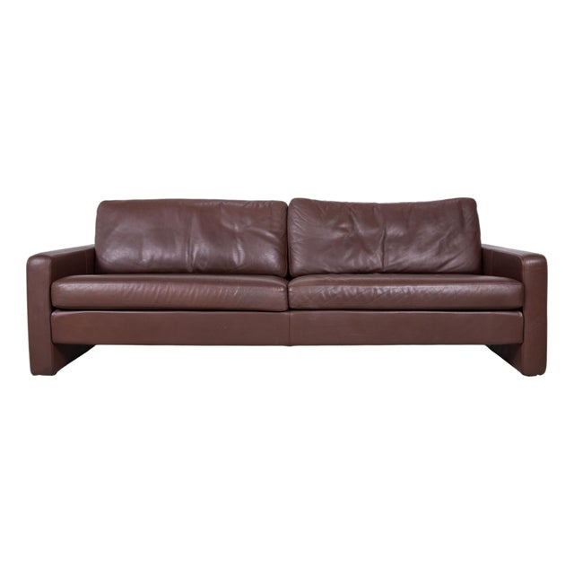 Conseta Leather Three-Seater Brown Coffee Mahogany Sofa by COR For Sale