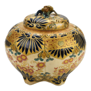 19th Century Fine Japanese Edo Period Gosu Blue Satsuma Censer, Signed