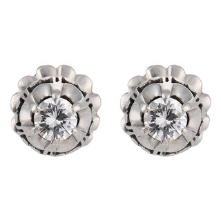 Art Deco Style Diamond Platinum Studs, A Pair For Sale