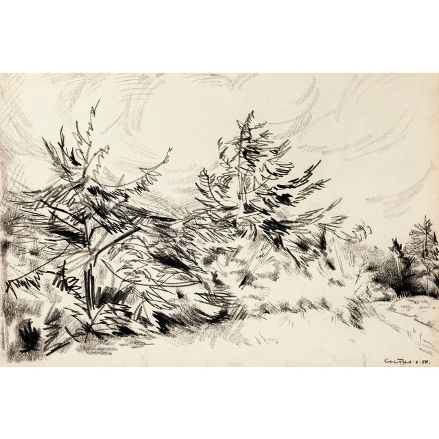 Landscape is an original drawing in pen and oil on paper realized by Tibor Gertler, one of the most important landscape...