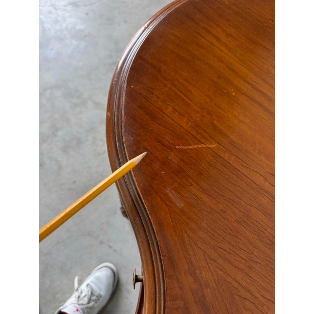 Antique French Provincial Louis XV Style Mahogany Kidney Desk With Marquetry Inlay For Sale - Image 11 of 12