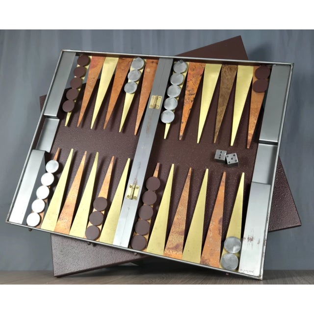 Curtis Jere Backgammon Board Brutalist Metal Wall Sculpture Signed C. Jere for Artisan House For Sale - Image 4 of 16