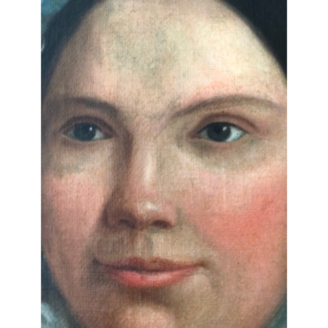 Antique Original Oil Painting of a Dutch Lady, 19th Century Portrait Art For Sale - Image 4 of 11