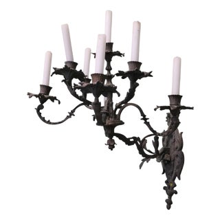 Gothic Bronze Wall Sconce For Sale