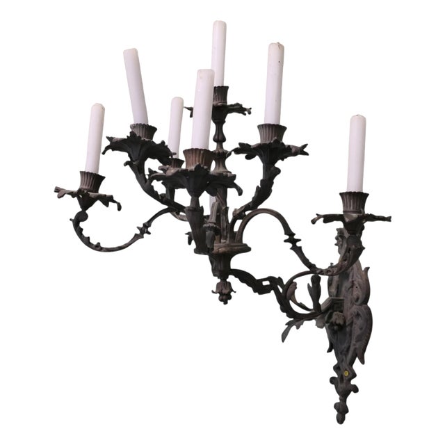 Gothic Bronze Wall Sconce For Sale