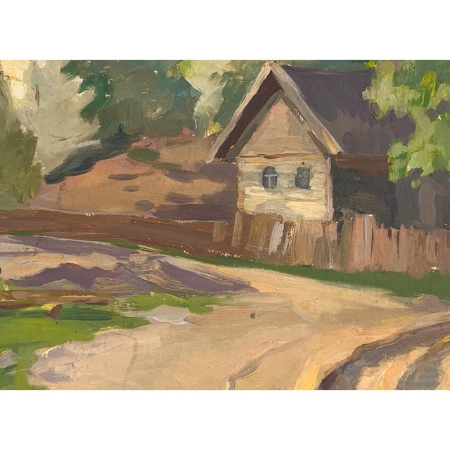 Vintage Ukrainian Impressionist Oil Painting, Rural Landscape, 1970s 49-67 For Sale - Image 4 of 6