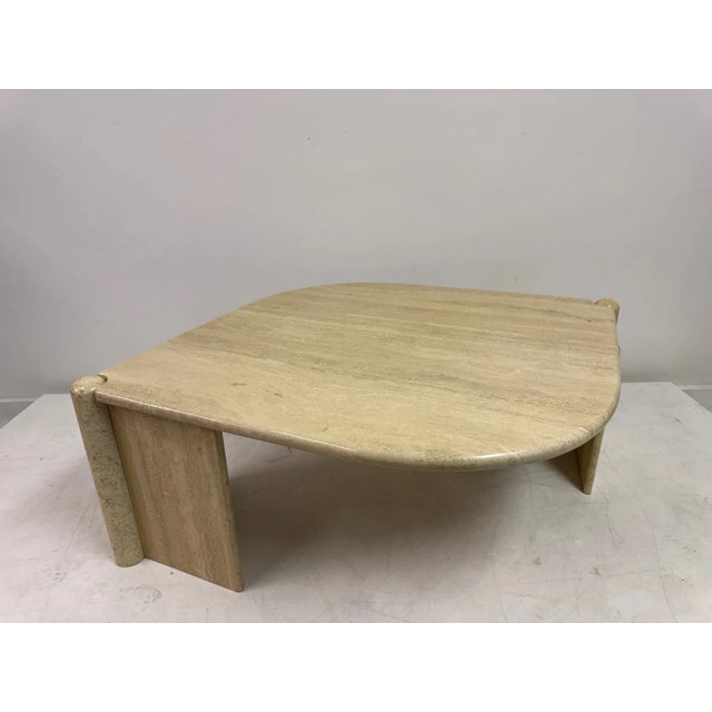 Eye-Shaped Travertine Coffee Table, 1980s For Sale - Image 6 of 14