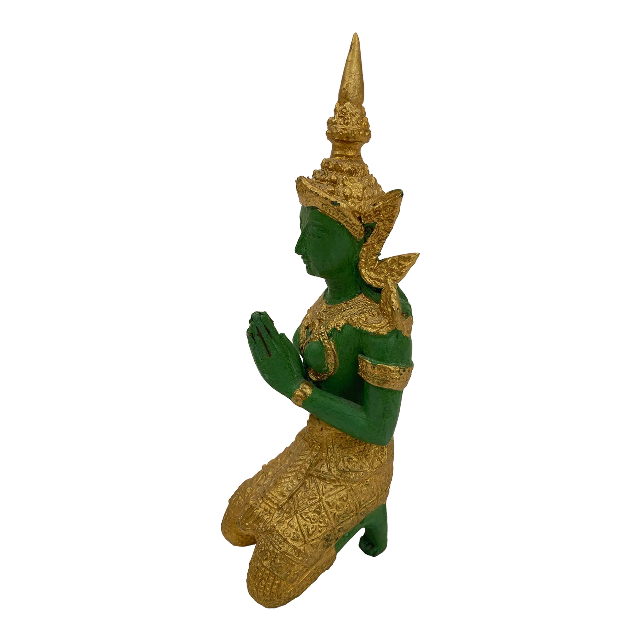 Vintage Asian Gilt Bronze Thai Kneeling Sacred Angel Teppanom
