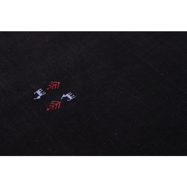 Abstract Gabbeh Black Wool Rug - 8'2''x9'10'' For Sale - Image 4 of 10