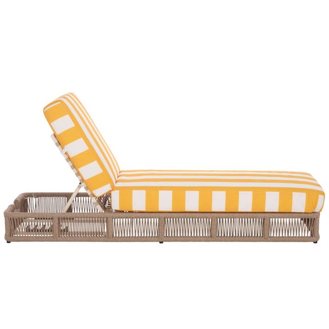 Gillian Chaise Lounge, Heather Tan/Yellow Stripe For Sale - Image 11 of 12