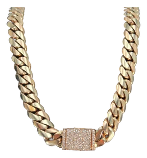 24in. 14k Link Gold Chain Necklace With 0.5ctw of Round White Diamonds